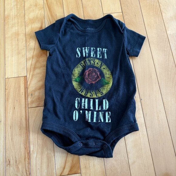 GUNS N ROSES - baby bodysuit black size M ?6-12 months - Picture 1 of 6